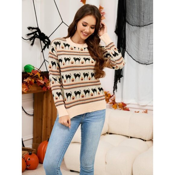 Women Christmas Sweater Plus Size Funny Winter Holiday Vacation Oversized - Picture 3 of 5